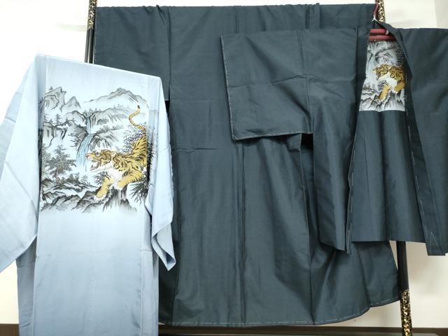 長閑やかさ屋御召しもの●成人男性 発祥地大島紬 合奏団 長羽織 長襦袢（袷）書き割り 80亀甲 総端っこ キングサイズ 正絹 珠玉 未当て嵌める DABC2144ud