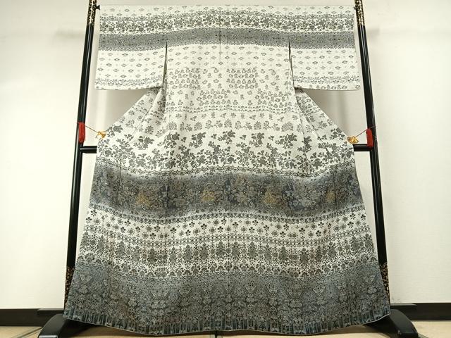 平和屋着物●訪問着 更紗花文 暈し染め 金彩 正絹 逸品 AABH0795fy|平和屋