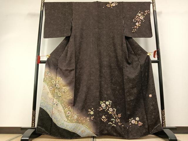 平和屋着物●伝統工芸士　寺谷昇　訪問着　辻が花　絞り　暈し染め　金通し地　正絹　逸品　未使用　AABH0801fy｜平和屋