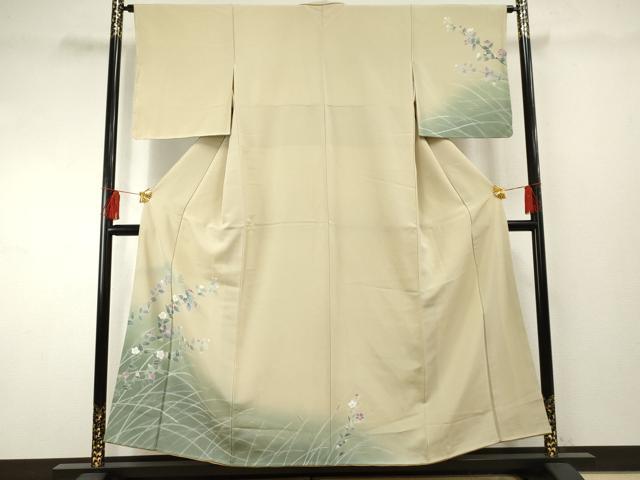 長閑やかさ屋御召しもの●短い訪問着 友禅 枝花文 暈し染め 正絹 珠玉 未当て嵌める AABF2933cs
