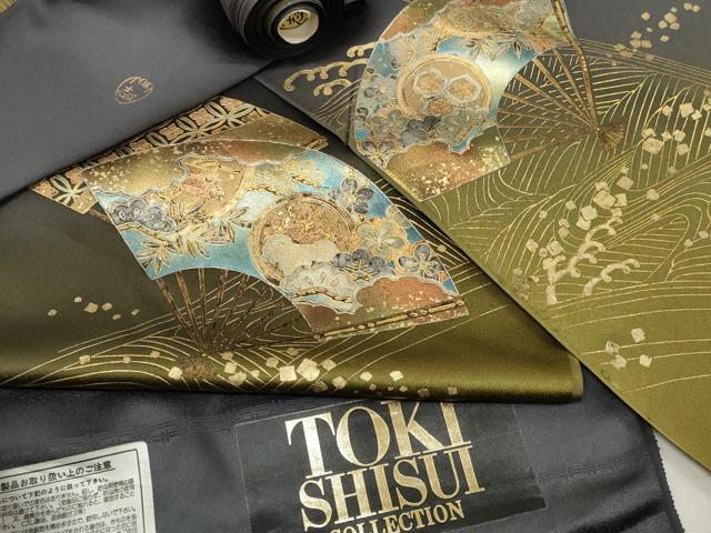 平和屋着物●TOKI志すい キモノモードオリジナルブランド 付下げ 反物 着尺 立波扇面花文 金彩 逸品 未使用 DABA7623zzz|平和屋