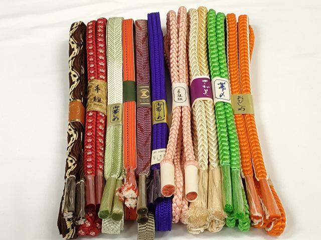平和屋着物●和装小物 帯締め10本セット 手組紐 笹浪組 金糸 そごう・さが美扱い 逸品 未使用 DABD7106zzz