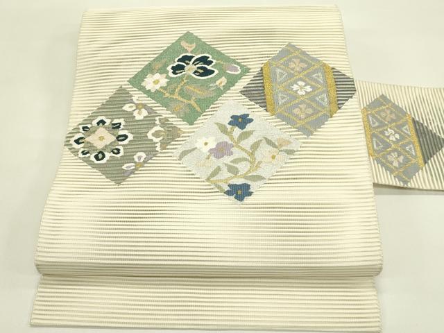 平和屋着物*夏物 八寸名古屋帯 絽綴れ 菱花文 金銀糸 正絹 逸品 CABI5429rv|平和屋
