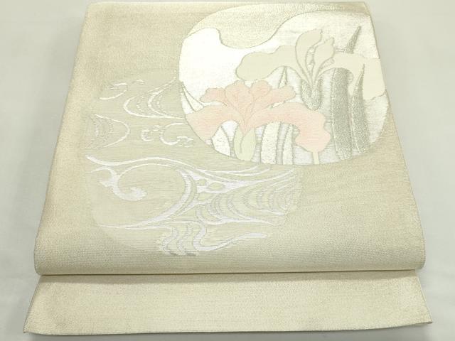 平和屋着物＊夏物　太鼓柄袋帯　流水花丸文　銀糸　正絹　逸品　未使用　CABK6915rv｜平和屋 8,112円