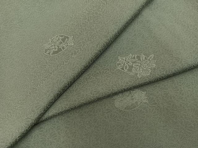 平和屋着物●上質な色無地　草花地紋　柳煤竹色　正絹　逸品　AABI0533ph｜平和屋