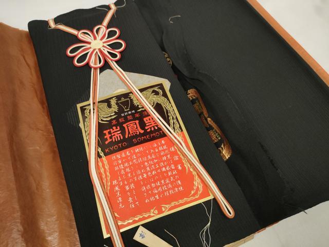 長閑やかさ屋御召しもの＊夏物 黒紋付 黒布切れ 着尺 壁絽 牢固たる染 瑞鳳黒 珠玉 未当て嵌める DAAW8193zzz