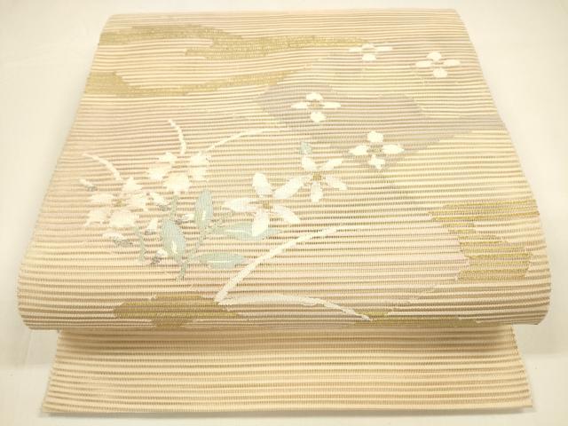 平和屋着物＊夏物 絽綴れ 八寸名古屋帯 草花文 金銀糸 正絹 逸品 DAAY8476cm｜平和屋