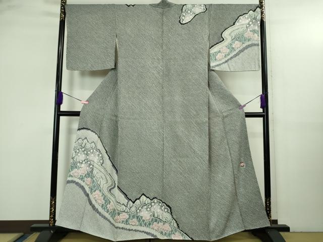 長閑やかさ屋中央局●より良い 高家 藤娘きぬたや・総絞り 短い訪問着 森林地帯文 書き判有り 珠玉 DZAB3559kh6