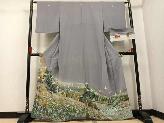 長閑やかさ屋御召しもの●本加賀友禅絵描き 西尾翠峰 色留袖 野麦峠 暈し染め 反端付き添い人 正絹 珠玉 AABG3478ph