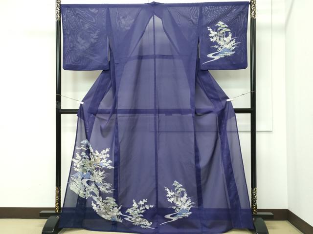 平和屋着物＊夏物 訪問着 絽 風景草花文 金彩 洗える着物 CABF4573rv｜平和屋