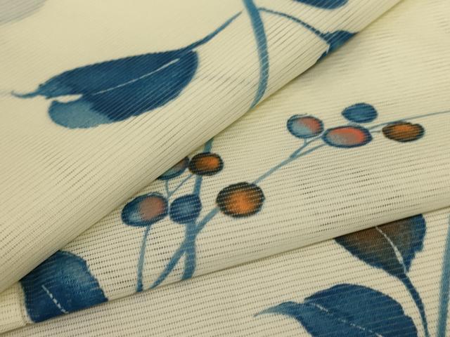 長閑やかさ屋御召しもの＊夏物 小紋 絽 枝葉文 洗える御召しもの AABC9899jd