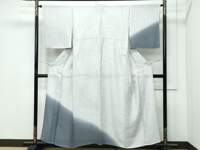 長閑やかさ屋御召しもの＊夏物 短い訪問着 縦絽 墨流し文様 暈し染め 正絹 珠玉 CABF4579rv