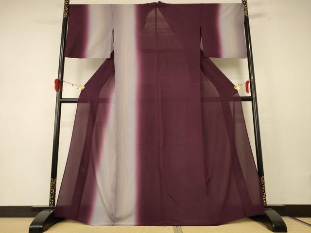 長閑やかさ屋御召しもの＊夏物 短い訪問着 絽 縞 暈し染め 正絹 珠玉 AABD8996jd