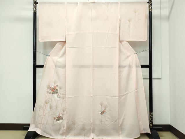 長閑やかさ屋御召しもの＊夏物 短い訪問着 絽 雪輪被子植物文 金彩 正絹 珠玉 CABF4587rv