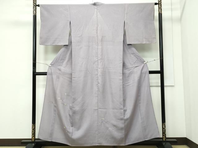 長閑やかさ屋御召しもの＊夏物 色留短い訪問着 縦絽 総刺しゅう 楓 萩 露芝文 現ナマ糸 正絹 珠玉 CABF4592rv