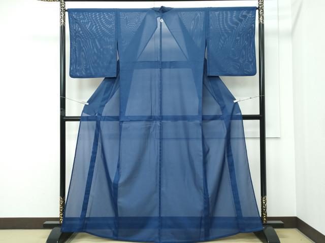 長閑やかさ屋御召しもの＊夏物 色無地 絽 紺青色 洗える御召しもの CABF4595rv