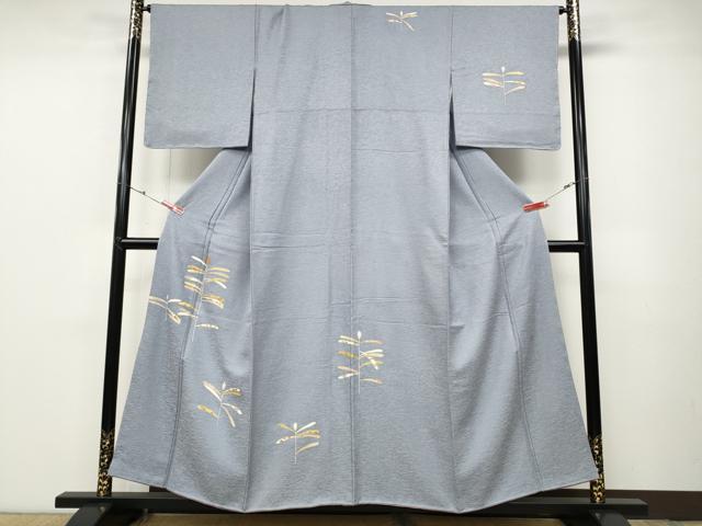 長閑やかさ屋お召しもの●短い訪問着 羽賀寿峰 駒刺しゅう 吉祥枝花文 金彩 正絹 珠玉 未当て嵌める CABD0051ut