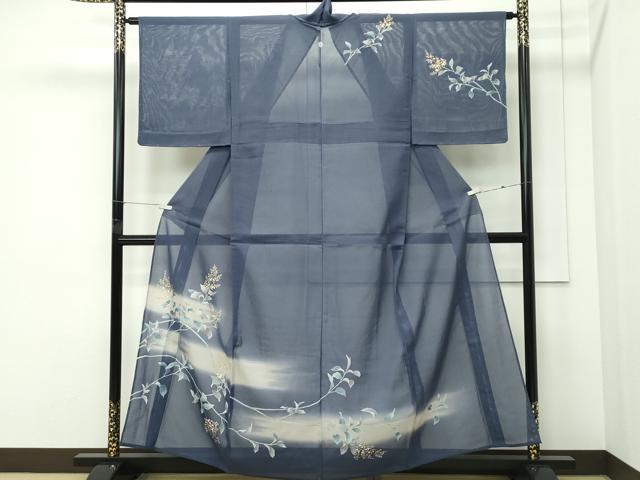 長閑やかさ屋御召しもの＊夏物 短い訪問着 絽 顕花植物文 暈し染め 金彩 正絹 珠玉 未当て嵌める CABF4598rv