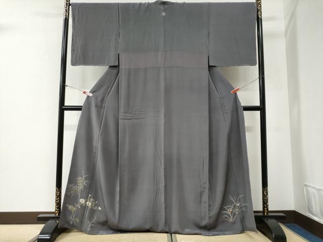 長閑やかさ屋御召しもの●中国三大刺しゅう 相良刺しゅう 色留袖 笹竹被子植物文 金糸 正絹 珠玉 未当て嵌める CABG1107yc