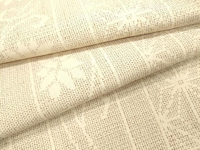 長閑やかさ屋御召しもの▽結城紬 単衣 100亀甲 麻の葉花唐草抜け道 正絹 珠玉 DABD5908鉄