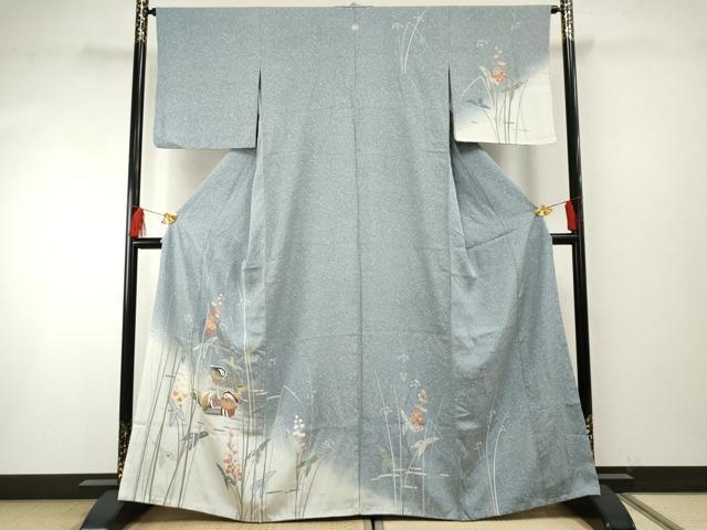 平和屋着物●訪問着　友禅　鴛鴦枝花文　暈し染め　金銀彩　正絹　逸品　AABF5275cs｜平和屋