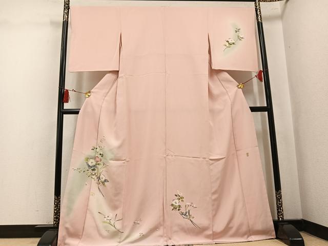平和屋着物●訪問着　友禅　作家物　枝花文　暈し染め　正絹　逸品　AABL0603ph｜平和屋