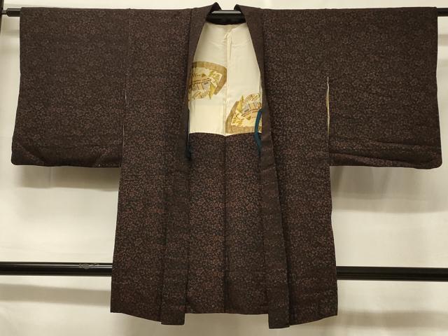 平和屋着物＃羽織　花唐草文　黒地　正絹　逸品　CABF1292in｜平和屋