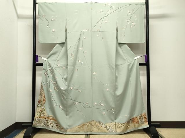 平和屋着物●訪問着　駒刺繍　飛鳥枝花文　金彩　鈴乃屋扱い　正絹　逸品　CABG4511gh｜平和屋