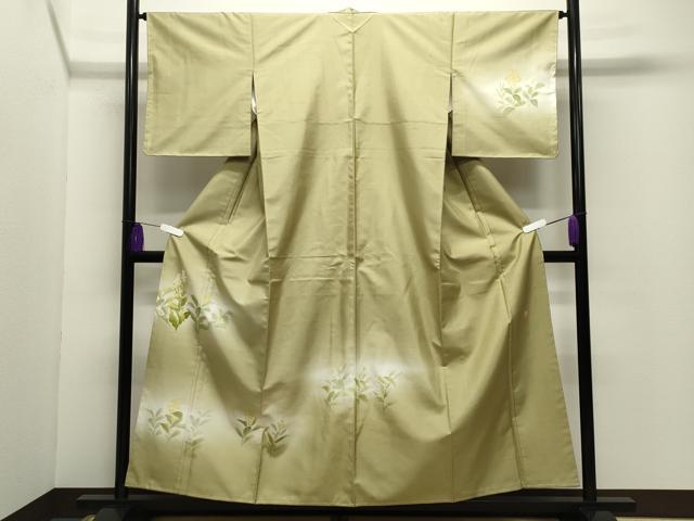長閑やかさ屋御召しもの●本加賀友禅絵描き 鶴見保次 短い訪問着 白山紬 被子植物文 正絹 珠玉 未当て嵌める CABG4514gh