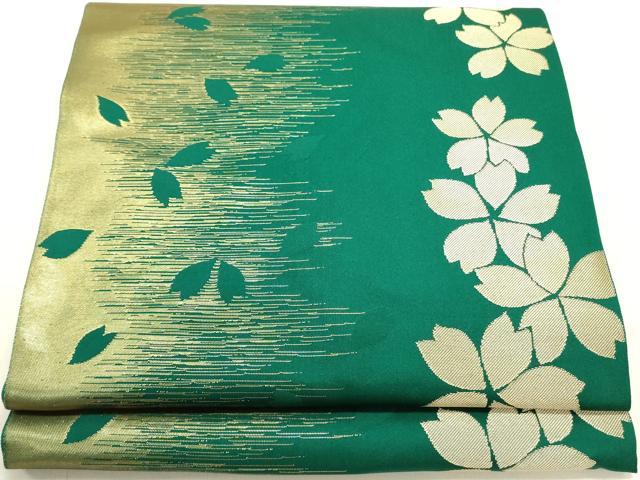 長閑やかさ屋御召しもの●ファッションデザイナー コシノジュンコ 六通柄 本袋帯 かすみ桜 金糸 正絹 珠玉 DABD0878op