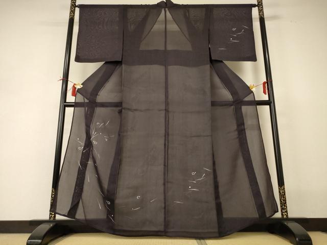 長閑やかさ屋御召しもの＊夏物 短い訪問着 紗 幾何学学文様 金彩 正絹 珠玉 AABI0719jd