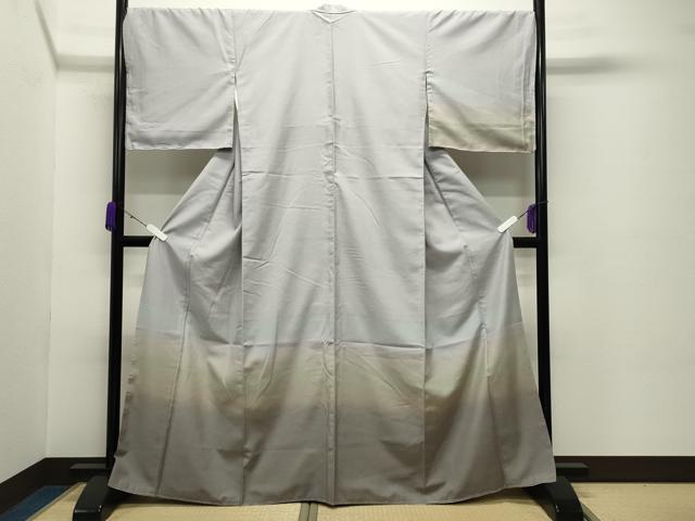 長閑やかさ屋お召しもの●短い訪問着 紬地 霞文 正絹 珠玉 未当て嵌める CABC8048gh