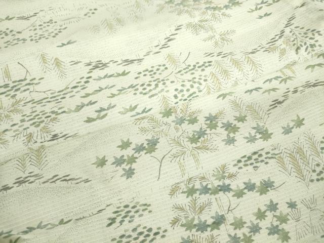 長閑やかさ屋御召しもの＊夏物 小紋 紗 草葉文 DABA4491az
