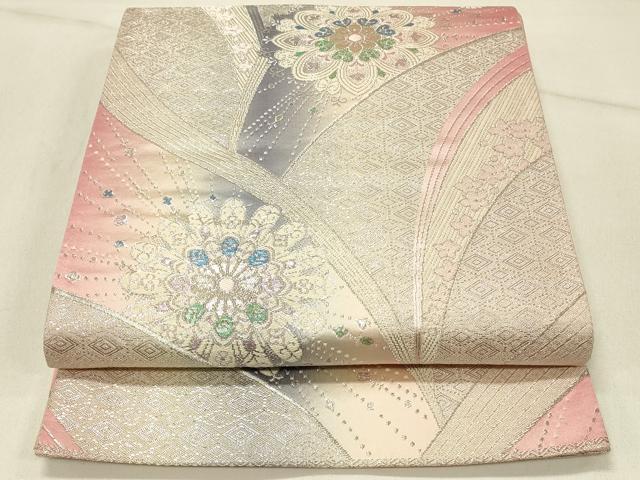長閑やかさ屋御召しもの◎六通柄袋帯 正倉院花文 銀糸 正絹 珠玉 DABE3930qp