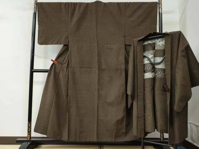 長閑やかさ屋お召しもの●成人男性 紬 合奏団 色無地 基本法色 正絹 珠玉 CABC7087yc