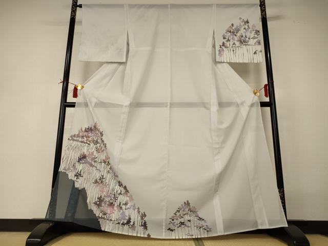 長閑やかさ屋お召しもの＊夏物 短い訪問着 絽 森林地帯文 洗えるお召しもの AABI0748jd