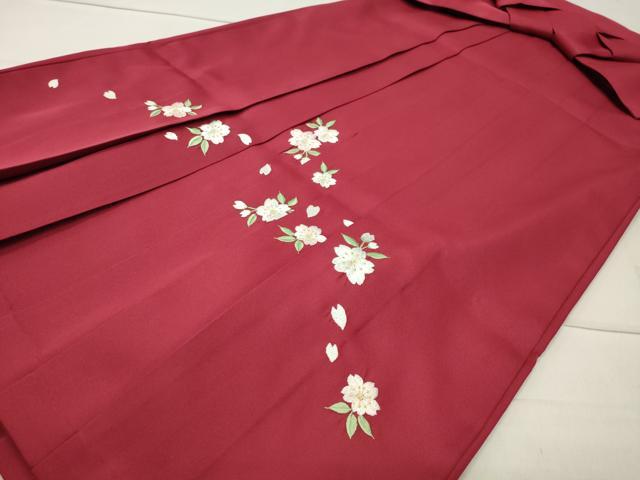 平和屋着物●女性 行灯袴 総刺繍 舞桜文 銀朱色 金糸 洗える着物 CABB0289gh|平和屋