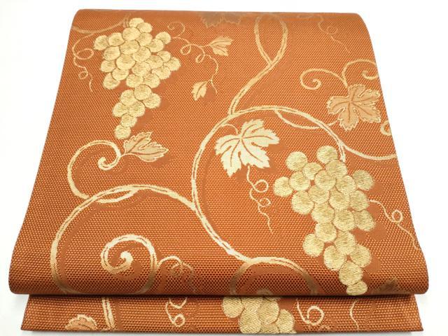 平和屋着物●六通柄袋帯　葡萄唐草　金糸　正絹　逸品　CABI0396hy｜平和屋