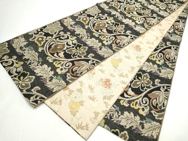 平和屋着物●両面 全通柄 本袋帯 花唐草文 正絹 逸品 CABI8802hy|平和屋