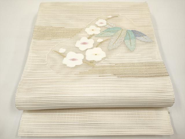 平和屋着物*夏物 八寸名古屋帯 絽綴れ 笹梅文 金銀糸 正絹 逸品 CABI8455tx|平和屋