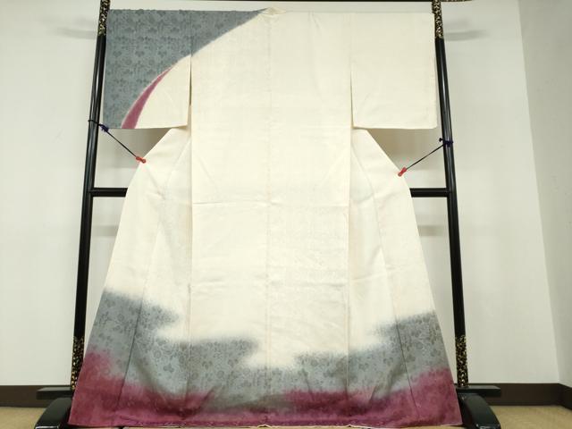 長閑やかさ屋御召しもの●短い訪問着 霞文 暈し染め 金通し地 正絹 珠玉 未当て嵌める DABF1549ud