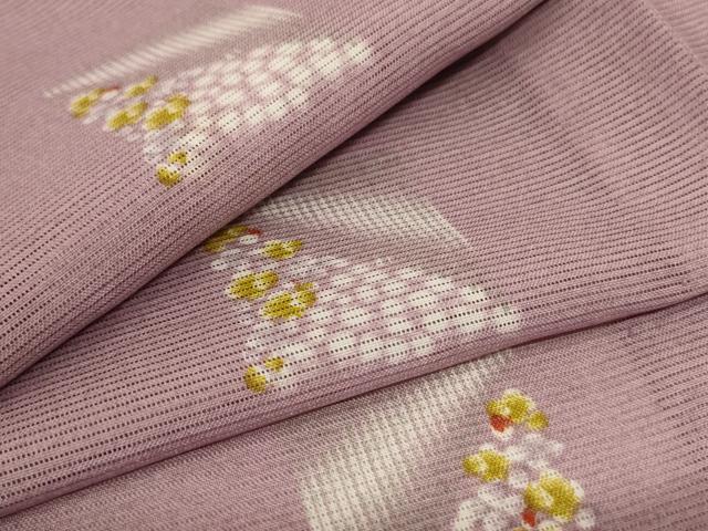 長閑やかさ屋御召しもの＊夏物 小紋 絽 色紙花文 洗える御召しもの AABC9386jd