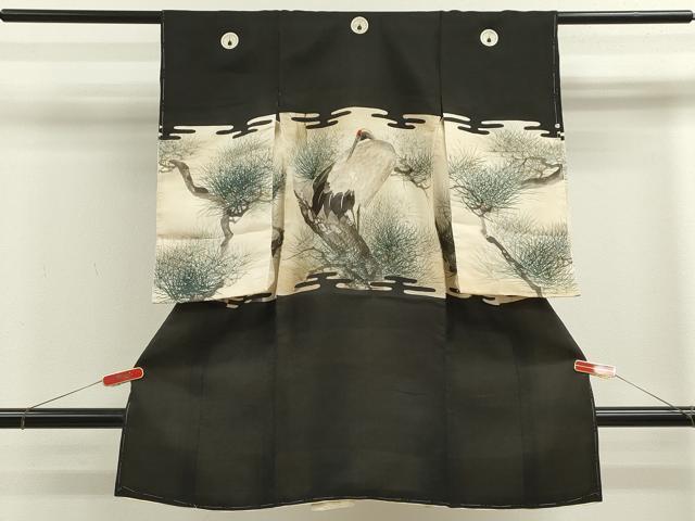 平和屋着物[]中国三大刺繍　相良刺繍　お宮参り　男の子　祝着　産着　初着　のしめ　手描き　鶴　枝松文　逸品　CAAZ7199ze｜平和屋