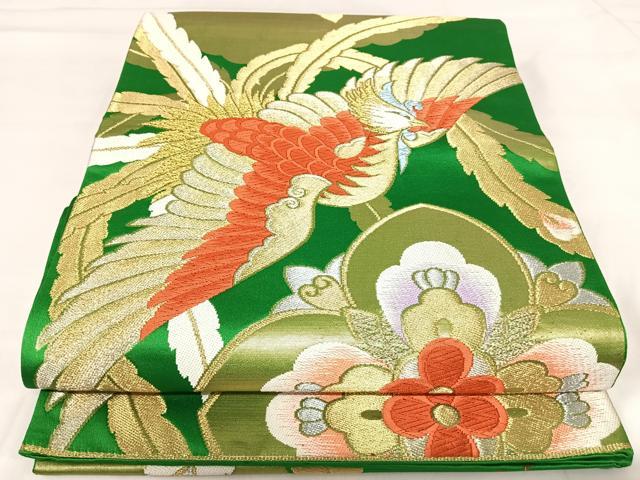 長閑やかさ屋御召しもの◎六通柄袋帯 唐織 鳳凰花文 現ナマ糸 正絹 珠玉 AABI5426yx