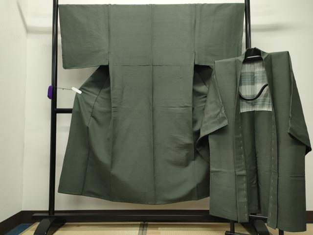 平和屋着物●男性 紬 アンサンブル 色無地 岩井茶色 正絹 逸品 未使用 CABC8093gh|平和屋