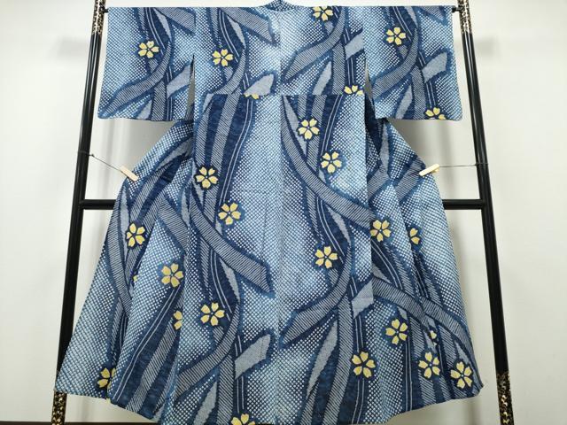 平和屋着物∴夏物 浴衣 有松鳴海絞り 熨斗舞花文 綿 逸品 CABA0409ng