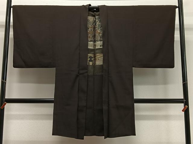 平和屋着物&infin;男性　長羽織　赤墨色　正絹　逸品　CABD4552ua｜平和屋