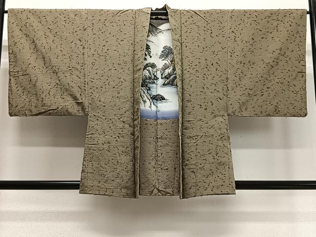 平和屋着物∞男性 羽織 髭紬地 利休茶色 正絹 逸品 CABD4553ua|平和屋