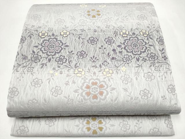 平和屋着物▽全通柄袋帯　スリーシーズン　春夏秋　櫛織　花唐草文　正絹　逸品　CABK5834hy｜平和屋