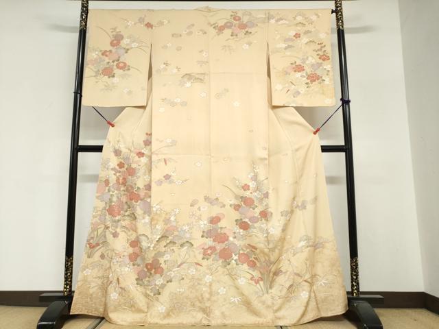 平和屋着物●訪問着　駒刺繍　枝花文　金彩　正絹　逸品　DABG2403ud｜平和屋